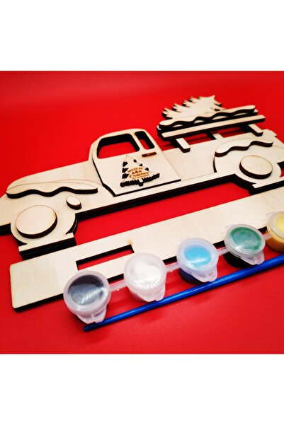 OEM Wooden creative set - Pickup truck, 17 pieces, paint set, 11 x 24 cm