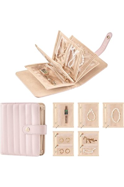 Lolalet حقيبة تنظيم المجوهرات للسفر، حافظة كتب محمولة لتخزين المجوهرات مع سحاب