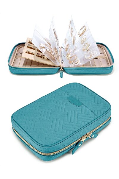 YHRY Jewelry Travel Organizer, Transparent Ring Binder Jewelry Case (Red)