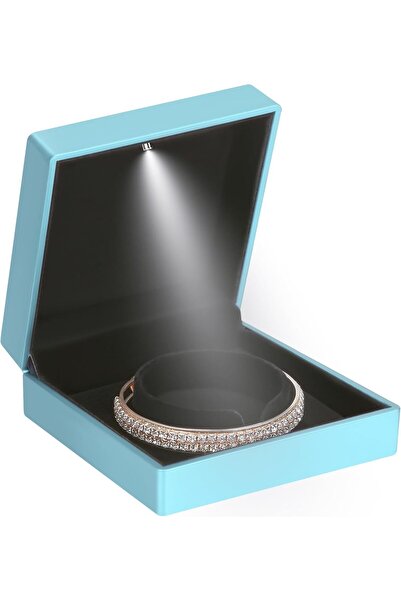 LETURE Luxury LED Light Bracelet Gift Box, Velvet Bangle (Daphne Blue)