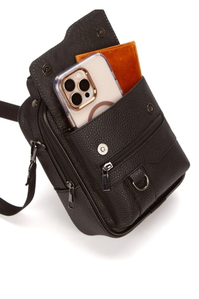 Newish Polo Men's Faux Leather Crossbody Bag with Phone Compartment