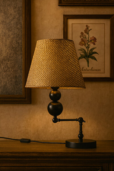 Lampada Kelebek Metal Abajur - Hasır Kumaş