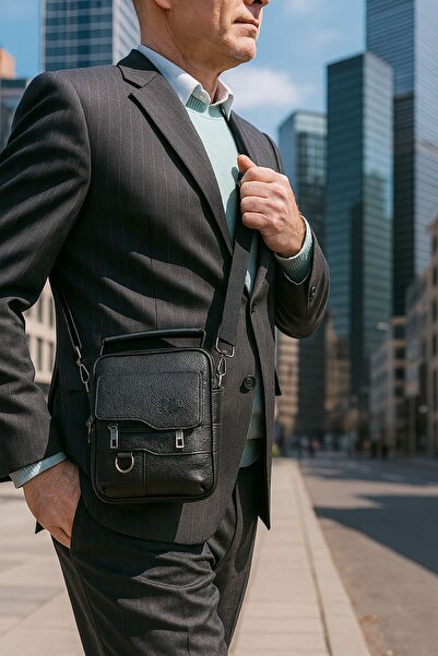 Newish Polo Men's Faux Leather Crossbody Bag with Phone Compartment