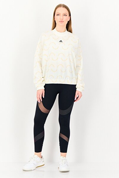 adidas Women Sportswear Fit Long Sleeve Outdoor Sweatshirt, Cream