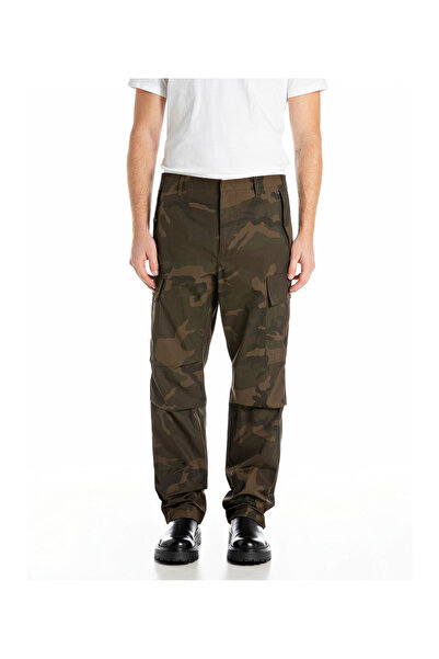 Replay Erkek Kahverengi Kamuflaj Desenli Kargo Pantolon