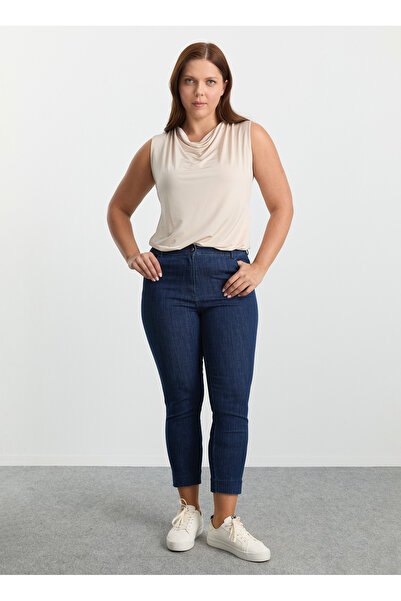 Selen Mavi Kadın Normal Taşlı Pantolon 25KSL5460