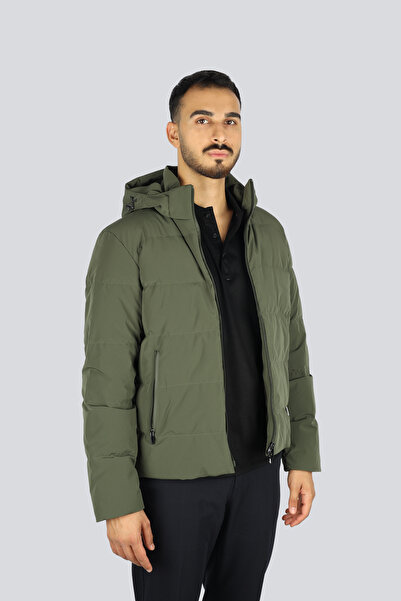 PAUL&SHARK Men's Regular Fit Quilted Patterned down Filled Hooded Green Jacket 15312007-089