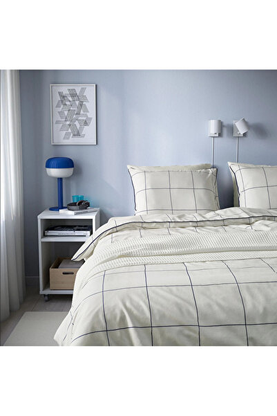 IKEA Bredvecklare Single Duvet Cover Set, White-Blue, 150X200/50X60 cm