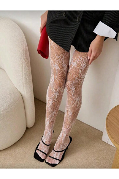 Zess store Șosete cu model din dantelă de trandafiri vintage franceză Zess