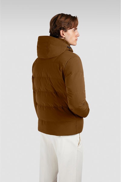 PAUL&SHARK Men's Regular Fit Quilted Patterned down Filled Hooded Brown Jacket 15312007-976