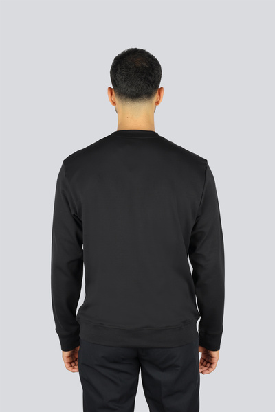 PAUL&SHARK Men's Regular Fit Cotton Logo Printed Round Neck Long Sleeve Black Sweatshirt 15311862-011