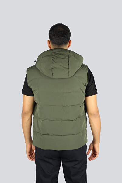 PAUL&SHARK Men's Quilted Patterned Padded K Hooded Green Vest 15312006-089