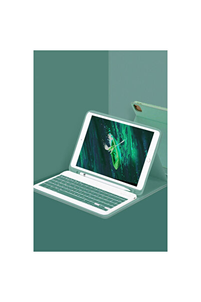 Xhamur حافظة آيباد برو 12.9 (2024) Kc01 حافظة تابلت ذكية مزودة بلوحة مفاتيح - أخضر داكن