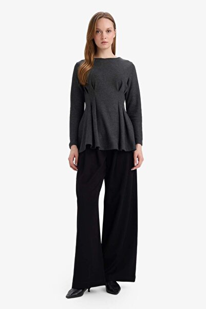 DeFacto Crew Neck Waist-Fitted Long Sleeve Tunic F9781Ax25Wn