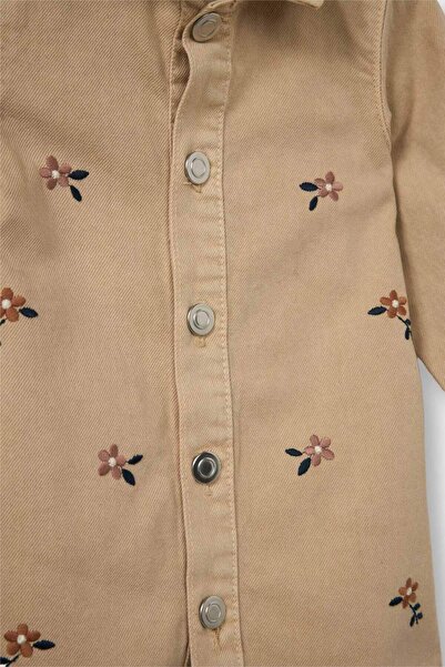 DeFacto Βρεφικό φόρεμα με λουλούδια με μακρυμάνικο τζιν G7610A525AU