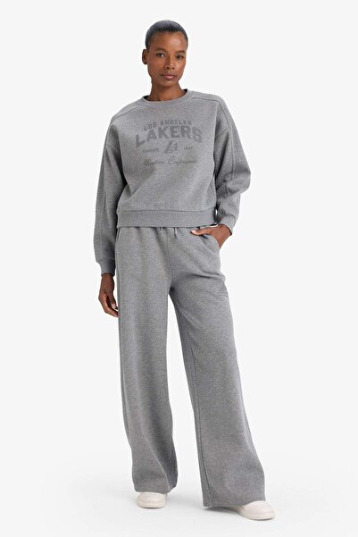 DeFacto Nba Los Angeles Lakers Wide Leg Pocket Wide Leg Standard Length Sweatpants F8217Ax25Wn