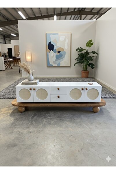 Creawood Luxe Masif Ahşap&Rattan&MDF TV Ünite