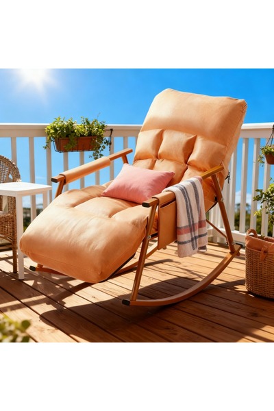 Topone1Topone1 Adjustable High-Back Upholstered Fabric Rocking Chair - Perfect for Nursery and Bedroom Comfort