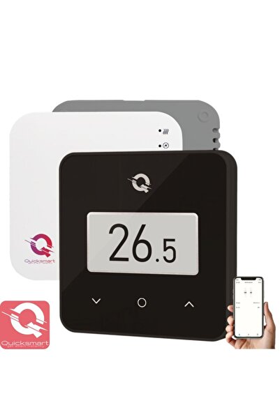 Quicksmart Termostat wireless Q30, baterie Li-ion, afișaj e-ink, panou tactil din sticlă, inteligent, negru