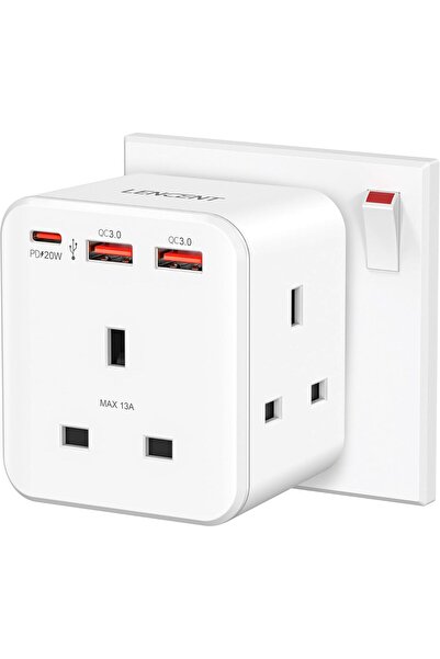 Urban URBANNX Multi Plug Extension, 3 Way 3 Plugs Socket adapter, 6-in-1 Cube...