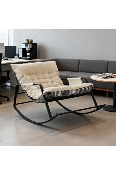 Topone1Topone1 Extra-large rocking chair, padded outdoor chair, modern bedroom rocking chair with armrests