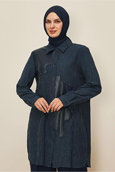 Alvina Artificial Leather Detail Tunic 46124