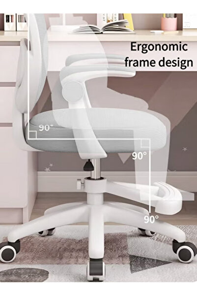 Generic Children's study chair, adjustable armrests and height office chair, with caster wheels and footrest