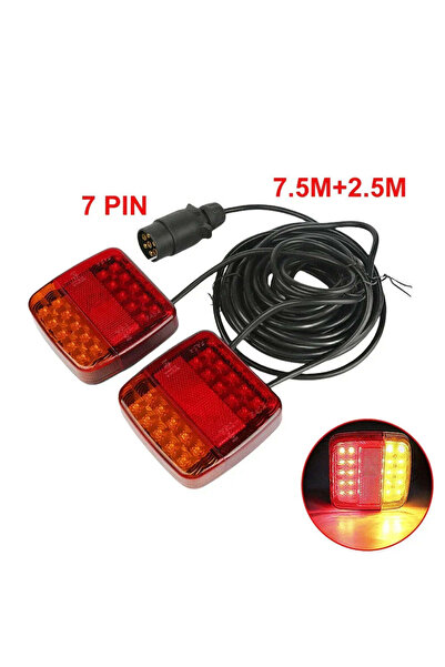 lumixauto Set de 2 stopuri spate cu LED – 12 V, 26 LED-uri, cablu 7,5 m + 2,5 m, 7 pini, IP67