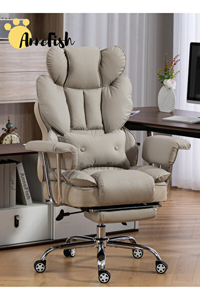 AnneFish Ergonomic Office Chair with Footrest Executive Swivel Desk Reclining Leather Computer Gaming Chair