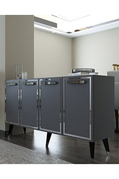 DEMONTE DECOR 8227-128DD KB150 KONSOL,TV ÜNİTESİ ANTRASİT-GÜMÜŞ