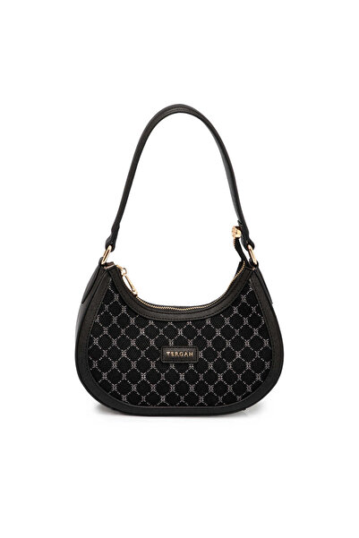 Tergan Siyah Tekstil Kadın Omuz Çantası - S25K1TWC0721-R0P