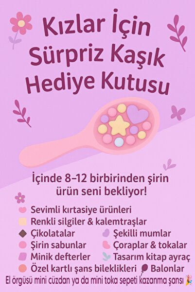 Merve ÖZTÜRK Kız çocuk hediye kutusu sürpriz temalı kırtasiye aksesuar set