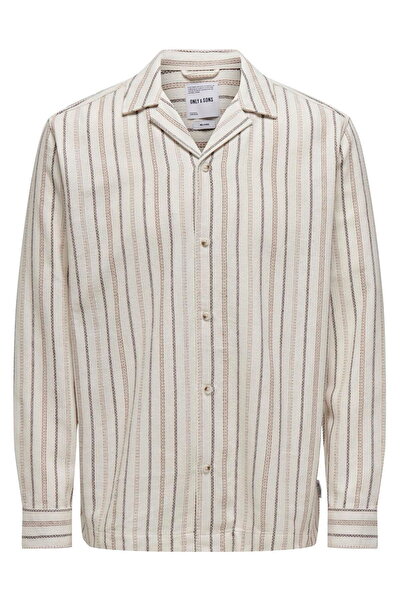 Only & Sons Ανδρικό μακρυμάνικο υφαντό πουκάμισο με γιακά Only&Sons χαλαρή εφαρμογή Resort