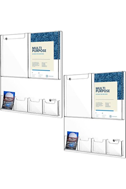 Slasa حامل كتيبات أكريليك (45.5×52.3×3 سم) مثبت على الحائط، 6 جيوب، عبوة من ق...