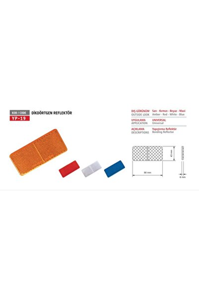 yüce plastik Yp Rectangular Reflector Yellow