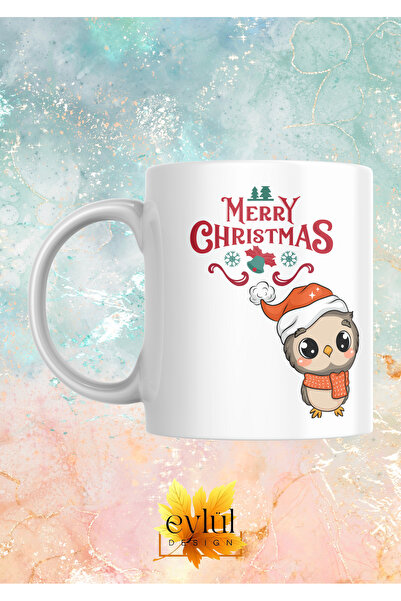 Eylül Design New Year Special Design Cute Owl Merry Christmas Printed Mug Cup...