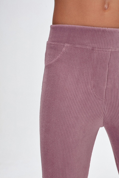 LOVETTI Dusty Rose Girl's Pocketed Corded Fabric Velvet Tights