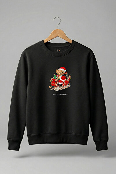 WİDİ سترة عيد الميلاد المجيد مطبوعة عليها دمية دب لطيفة، مقاس عادي، 3 خيوط، 1...