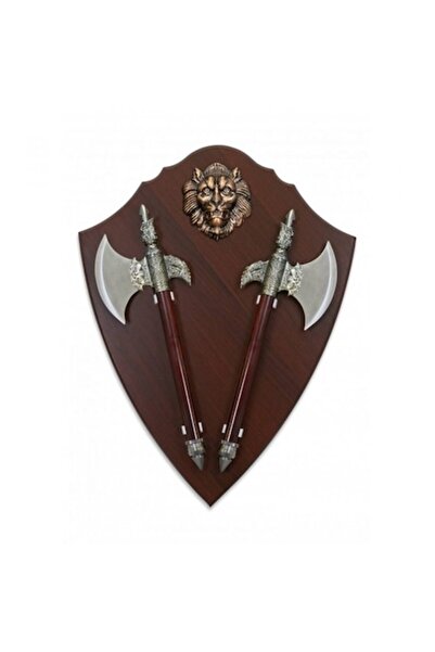 Ems Set 2 Topoare de panoplie cu prindere pe perete cap de Leu