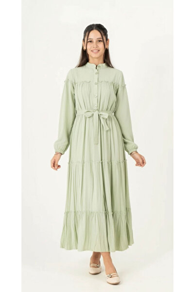 Asortik Kids Girl's Long Full Length Lined Tsettür Dress-Elb-2049-4979