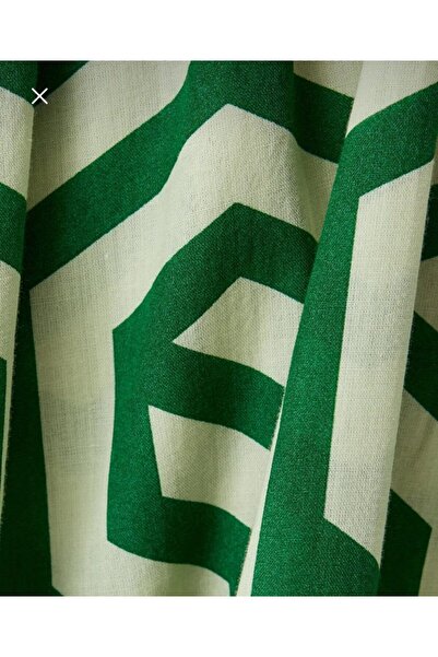 İKRA TEKSTİL MANİFATURA YEŞİL GEOMETRİK DESEN VUAL KUMAŞI %100 PAMUK