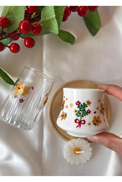 Flossy Design El yapımı kişiye özel Noel baba Yılbaşı kahve fincanı ve su bar...