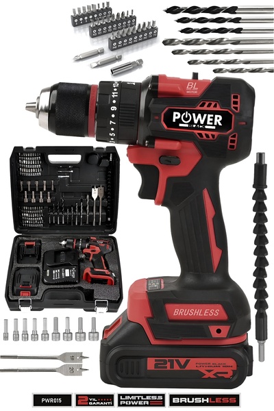 POWER BLACK 84 PARÇA DARBELİ ÇELİK MANDREL KÖMÜRSÜZ 21 V