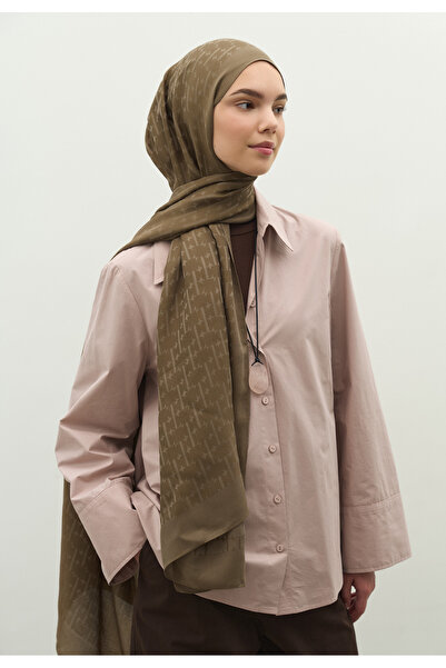 Freshscarfs Monogram Cotton Flosh Jacquard Shawl Earth
