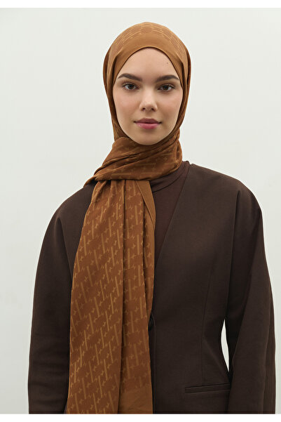 Freshscarfs Monogram Cotton Flosh Jacquard Shawl Walnut