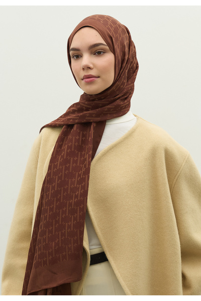 Freshscarfs Monogram Cotton Floch Jacquard Shawl Tree Bark