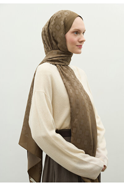 Fresh Oslo Cotton Flower Jacquard Shawl Earth