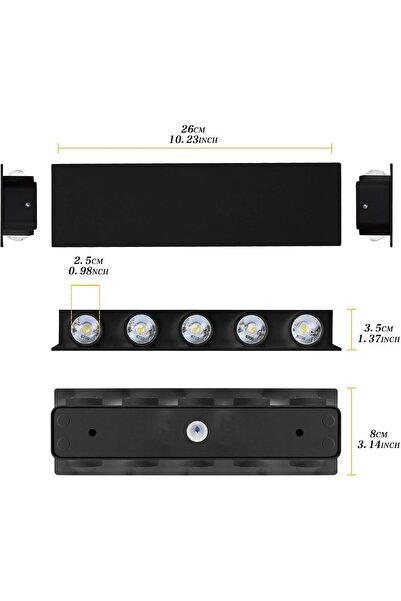 OEM 10W Indoor Aluminum Wall Lamp, Up & Down Wall Sconce, Waterproof Outdoor Light Fixture - Warm White
