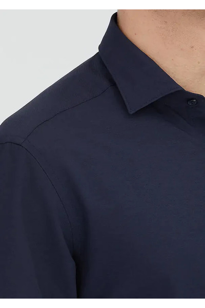 Ramsey Πουκάμισο από κλασικό βαμβακερό ύφασμα με κανονική εφαρμογή σε μπλε μπλέ