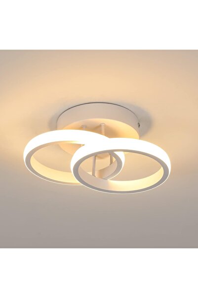 LEDIGANT Lustra LED 20W - 2 Cercuri, 3 trepte de culoare, Design Modern, 24x17x10 cm, Alb